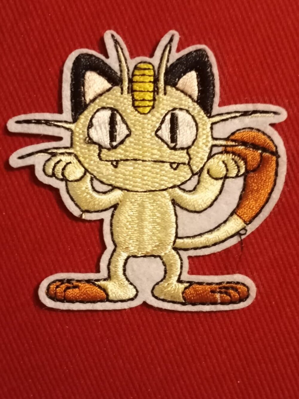 Embroidered Meowth Pokemon iron on patch